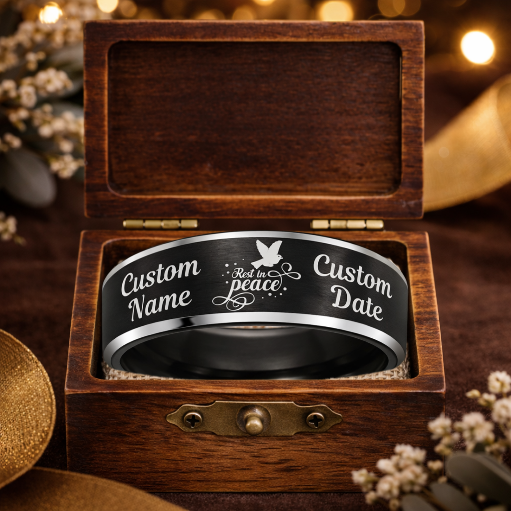 Memorial Ring + Engraved Wood Box + Free Bracelet 🎁