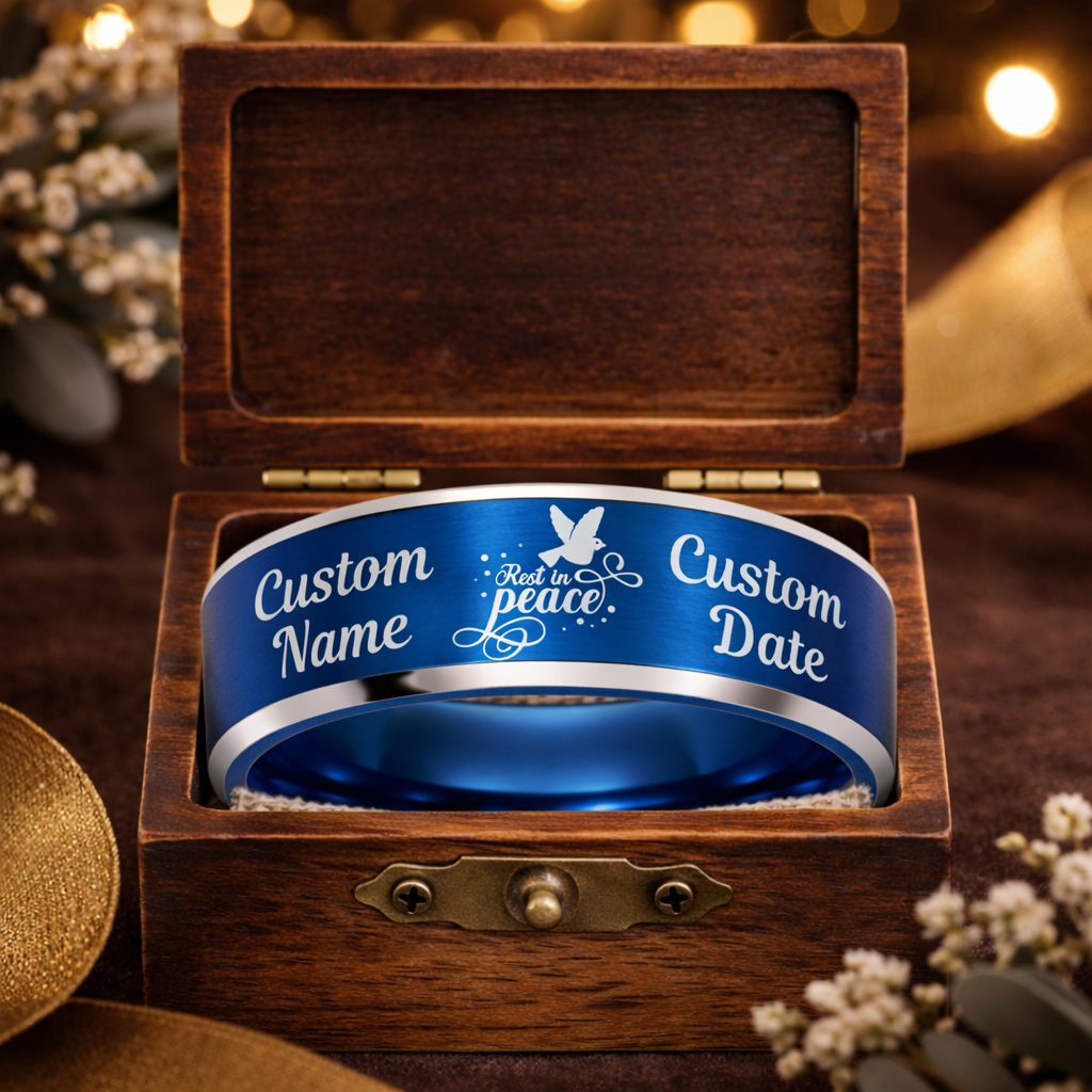 Memorial Ring + Engraved Wood Box + Free Bracelet 🎁