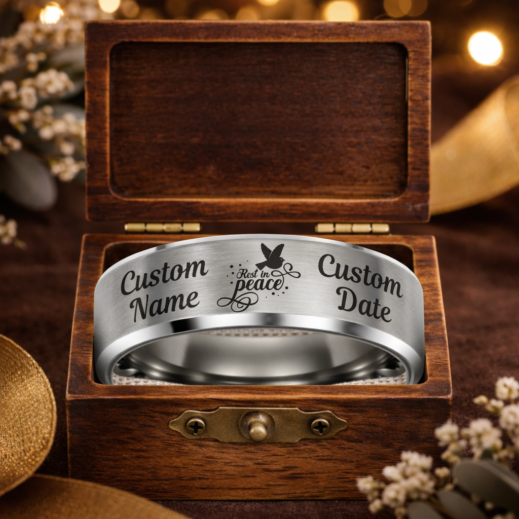 Memorial Ring + Engraved Wood Box + Free Bracelet 🎁