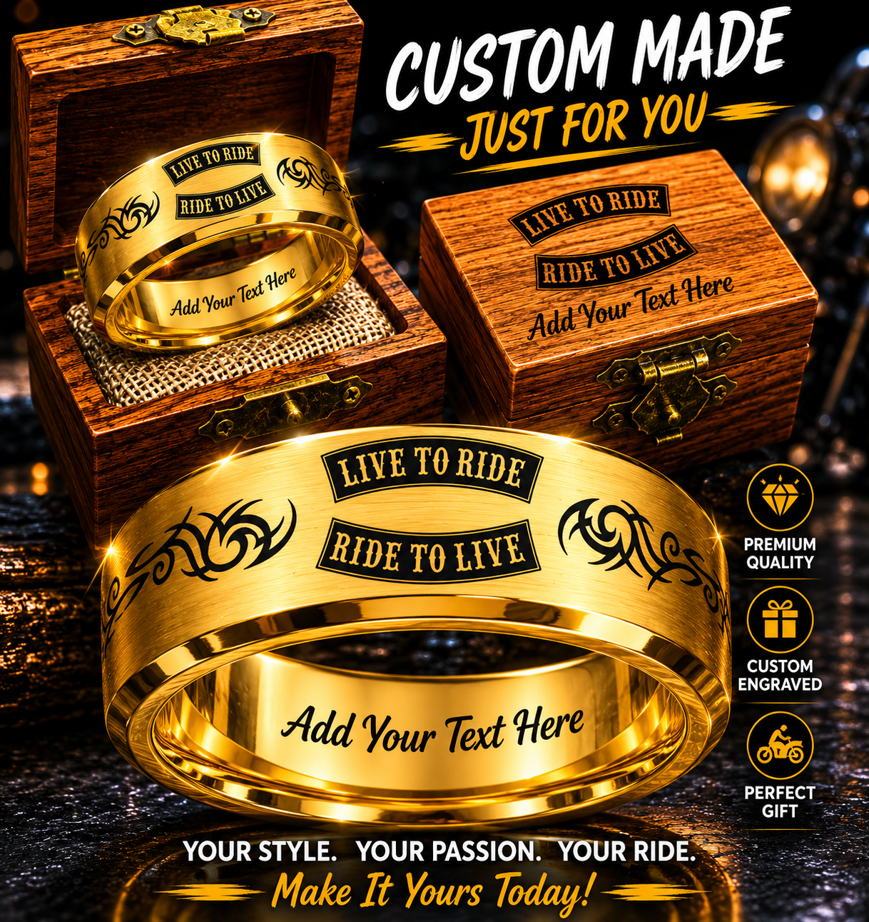 Custom HD Biker Ring Box Set + 3 Free Gifts
