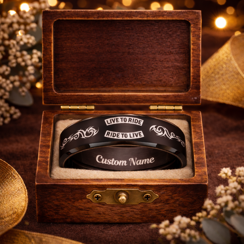 Personalized HD Biker Ring Box Set + 3 Free Gifts
