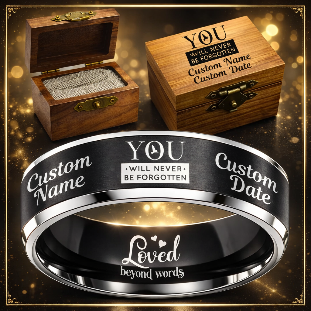 Memorial Ring + Engraved Wood Box + Free Bracelet 🎁