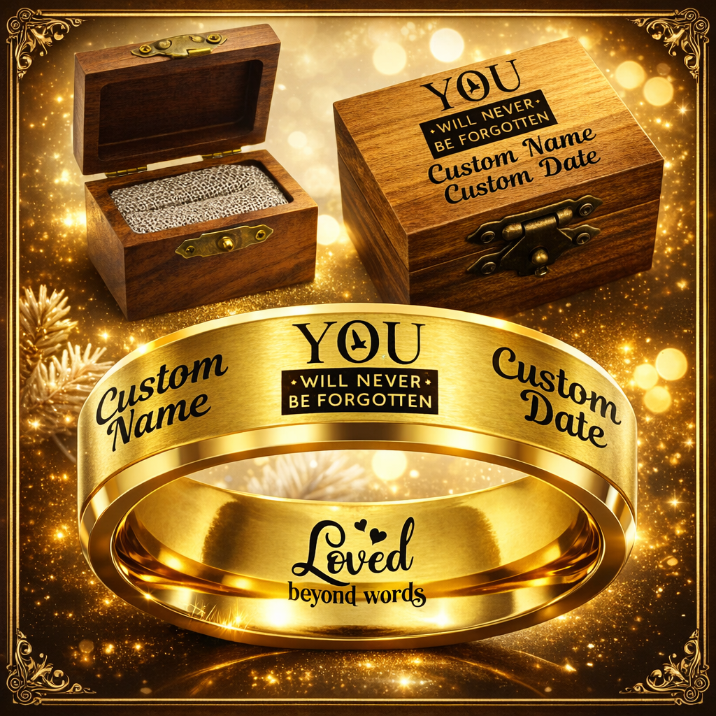 Memorial Ring + Engraved Wood Box + Free Bracelet 🎁